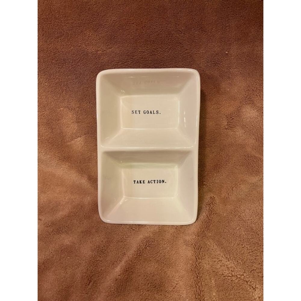 Rae Dunn Artisan Collection Divided Dish- "Take Action, Set Goals"